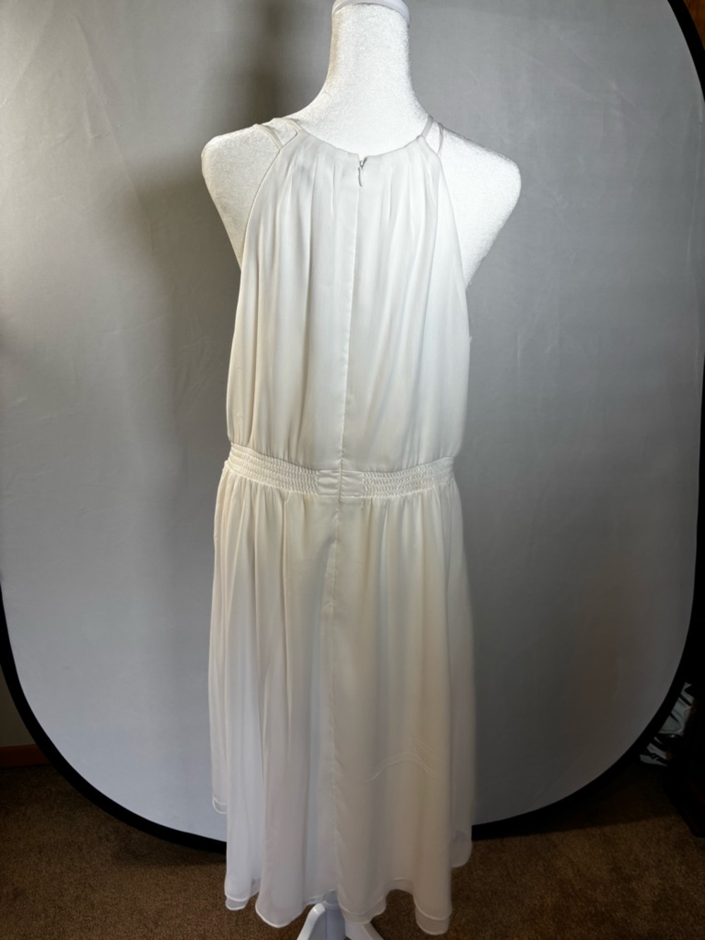 White Halter Neck Pleated Cocktail Dress Size 12 - Picture 4 of 8